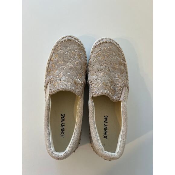 Johnny Was Floral Cecilia Sand Suede Slip On Sneaker Women Size 7.5 M Fairy Boho - Picture 7 of 12